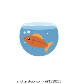 Isolated Fish Flat Icon. Fishbowl Vector Element Can Be Used For Fish, Fishbowl, Aquatic Design Concept.
