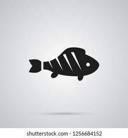 Isolated fish icon symbol on clean background. Vector barbecue element in trendy style.