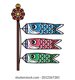 Isolated fish pennant on a pole Asian symbol Vector illustration