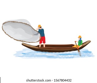 isolated fisherman cartoon shape vector design