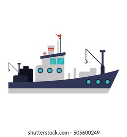 Isolated fishing boat ship design