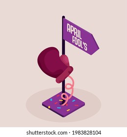 Isolated fist purple april fools humor festival vector illustration