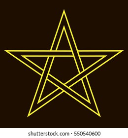 Isolated five pointed star sign on black background