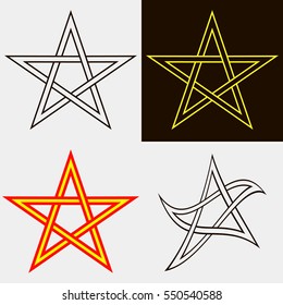 Isolated five pointed star signs on light grey or dark background