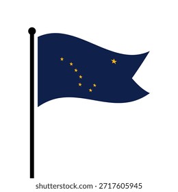 Bandera aislada de la Ilustración vectorial de Alaska. Aleteo de la bandera de Alaska, Estados Unidos. Bandera de asta de bandera de Alaska.