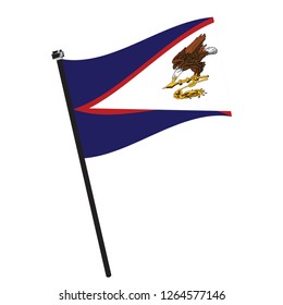 Isolated flag of American Samoa on a pole, Vector illustration - eps10