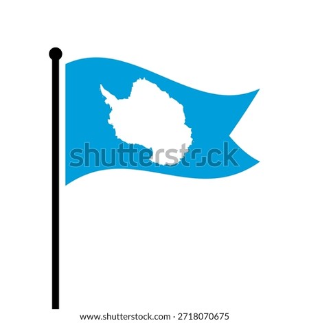 Isolated flag of Antarctica vector illustration. Fluttering Antarctica flag. Antarctica flagpole flag.
