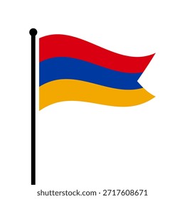 Isolated flag of Armenia vector illustration. Fluttering Armenia flag. Republic of Armenia flagpole flag.