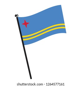 Isolated flag of Aruba on a pole, Vector illustration - eps10
