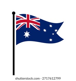 Isolierte Flagge von Australien, Vektorgrafik. Fluttering Commonwealth of Australia Flagge. Australiens Fahnenmast.