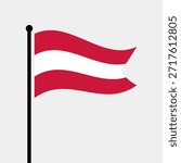 Isolated flag of Austria vector illustration. Fluttering Republic of Austria flag. Austria flagpole flag.