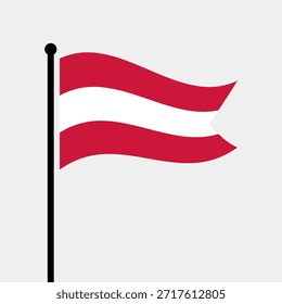 Isolated flag of Austria vector illustration. Fluttering Republic of Austria flag. Austria flagpole flag.