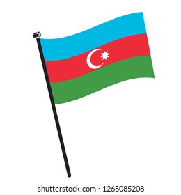 Isolated flag of Azerbaijan on a pole, Vector illustration - eps10