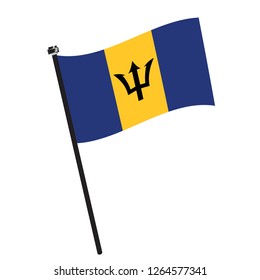 Isolated flag of Barbados on a pole, Vector illustration - eps10