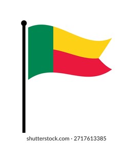 Bandeira isolada da ilustração vetorial do Benim. Bandeira do Benim. Bandeira da República do Benim.