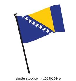 Isolated flag of Bosnia and Herzegovina on a pole, Vector illustration - eps10