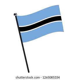 Isolated flag of Botswana on a pole, Vector illustration - eps10