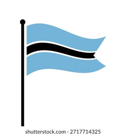 Ilustração isolada da bandeira do vetor de Botsuana. Bandeira do Botsuana esvoaçante. Bandeira da República do Botsuana.
