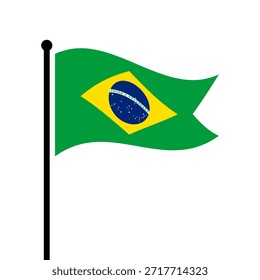 Ilustração isolada do vetor da bandeira do Brasil. Bandeira do Brasil esvoaçante. Bandeira da República Federativa do Brasil.