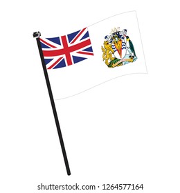 Isolated flag of British Antarctic Territory on a pole, Vector illustration - eps10