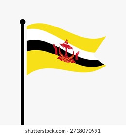 Ilustração isolada da bandeira do vetor de Brunei. Bandeira de Brunei. Bandeira de Brunei.