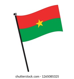 Isolated flag of Burkina on a pole, Vector illustration - eps10