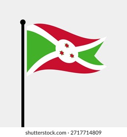 Bandeira isolada da ilustração vetorial do Burundi. Bandeira do Burundi esvoaçante. Bandeira do Burundi.
