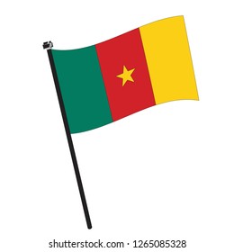 Isolated flag of Cameroon on a pole, Vector illustration - eps10