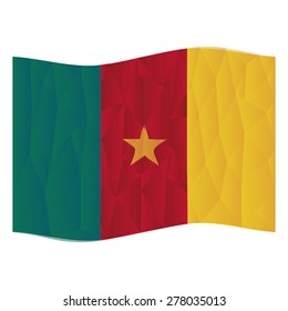 Isolated flag from cameroon on a white background. Low Poly vector illustration