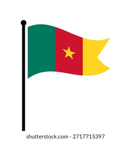 Isolierte Flagge von Kamerun, Vektorgrafik. Die flatternde Flagge Kameruns. Die Flagge der Republik Kamerun.