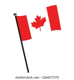 Isolated flag of Canada on a pole, Vector illustration - eps10