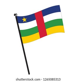 Isolated flag of Central African Republic on a pole, Vector illustration - eps10
