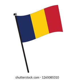 Isolated flag of Chad on a pole, Vector illustration - eps10