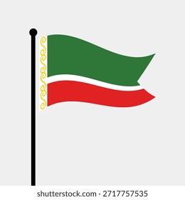 Bandeira isolada da ilustração vetorial da Chechênia. Bandeira da Chechênia. Bandeira da República da Chechênia.