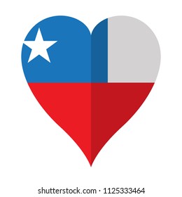Isolated flag of Chile on a heart shape