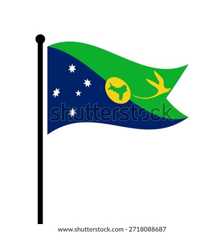 Isolated flag of Christmas Island vector illustration. Fluttering Christmas Island flag. Christmas Island flagpole flag.