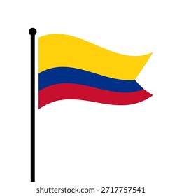 Ilustração isolada do vetor da bandeira da Colômbia. Bandeira da Colômbia esvoaçante. Bandeira da República da Colômbia.