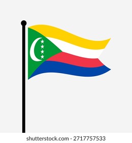 Ilustração isolada da bandeira das Comores. Bandeira das Comores esvoaçante. Bandeira da União das Comores.