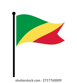 Ilustração isolada do vetor da bandeira do Congo. Bandeira do Congo esvoaçante. Bandeira do Congo.