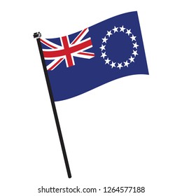 Isolated flag of Cook Island on a pole, Vector illustration - eps10