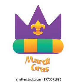 Isolated flag crown mardi grass venice festival icon- Vector