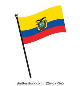 Isolated flag of Ecuador on a pole, Vector illustration - eps10