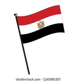 Isolated flag of Egypt on a pole, Vector illustration - eps10