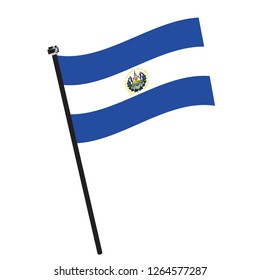 Isolated flag of El Salvador on a pole, Vector illustration - eps10