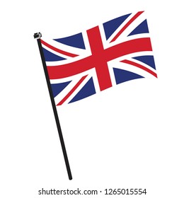 Isolated flag of England on a pole, Vector illustration - eps10