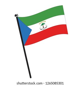 Isolated flag of Equatorial Guinea on a pole, Vector illustration - eps10