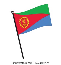 Isolated flag of Eritrea on a pole, Vector illustration - eps10