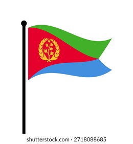 Ilustração isolada da bandeira da Eritreia. Bandeira da Eritreia esvoaçante. Bandeira da Eritreia.