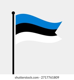 Bandera aislada de la Ilustración vectorial de Estonia. Bandera de Estonia. Bandera de asta de bandera de Estonia.