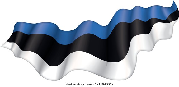 Bandera aislada de Estonia con olas y sombras.